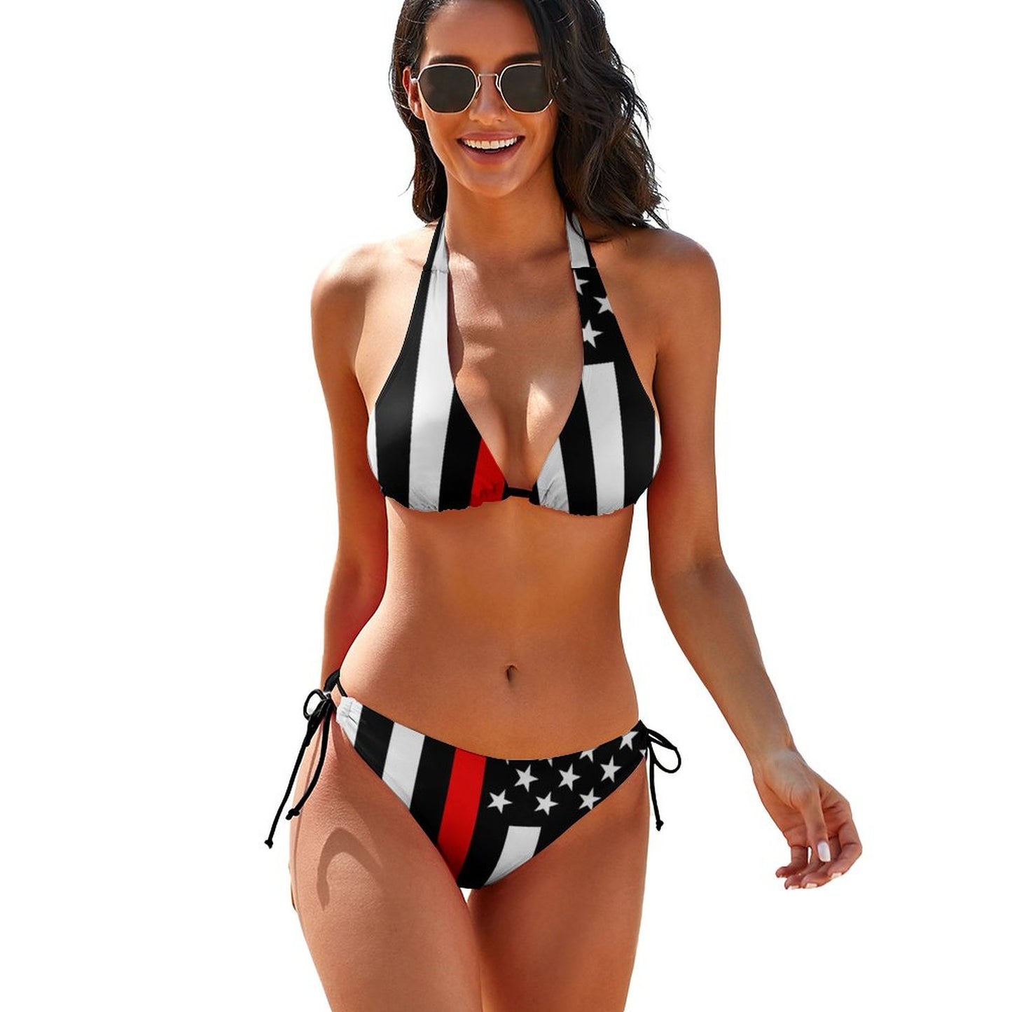 Magical Starry Stripes USA Flag Print Halter Bikini  Sunset and Swim style-4 XS 