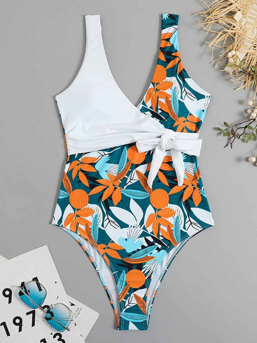 Seaside Sunset DD plus One Piece Swimsuit Sunset and Swim White S 