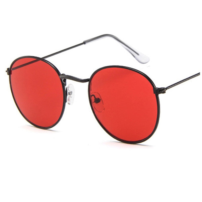 I Miss You Round Frame Colored Sunglasses  Sunset and Swim Red  
