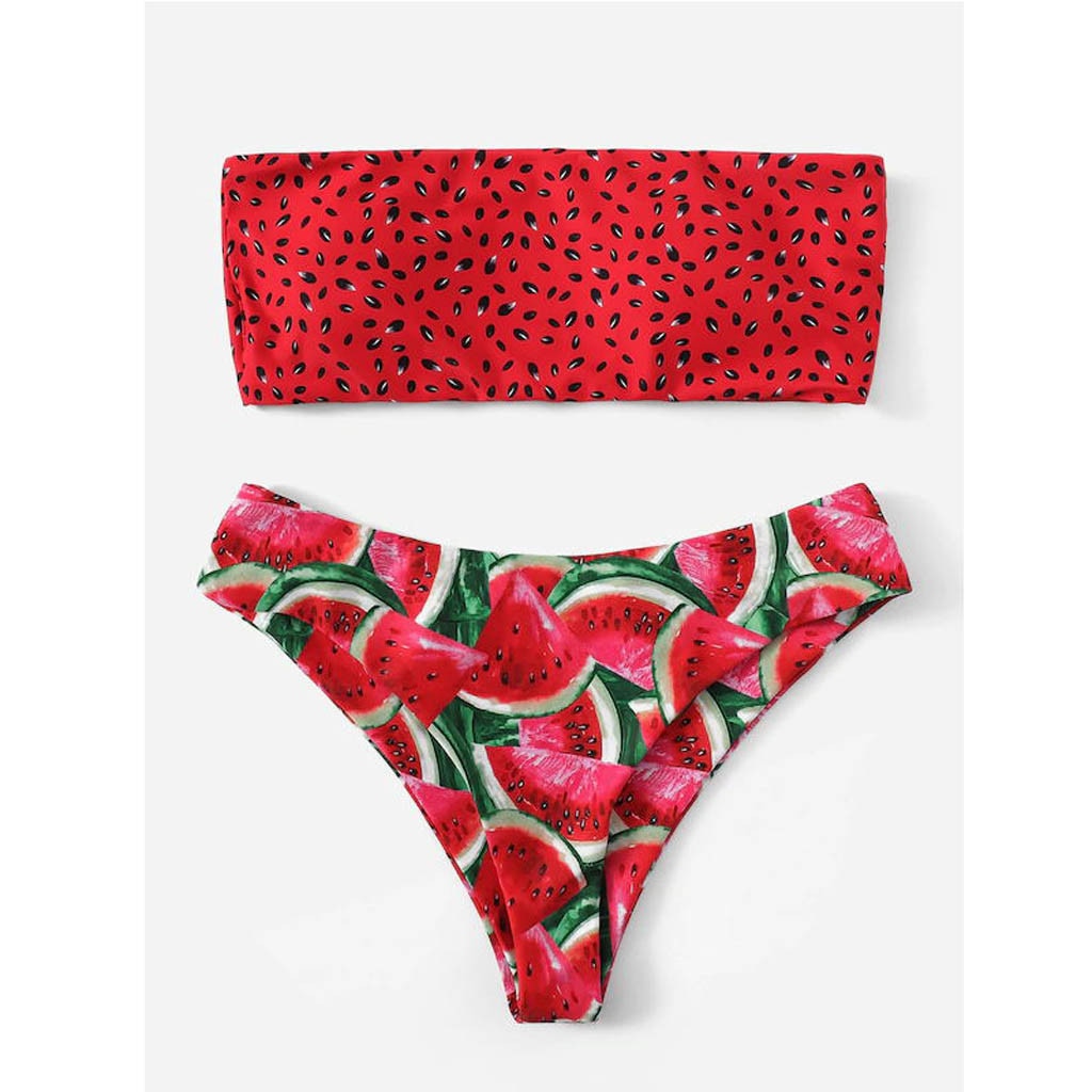 Watermelon Summer Crush Bandeau Bikini  Sunset and Swim   