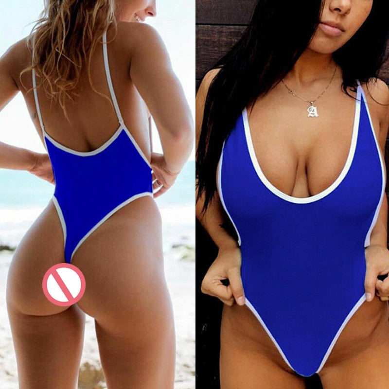 Sexy High Cut Micro Thong One Piece Swimsuit  Sunset and Swim   