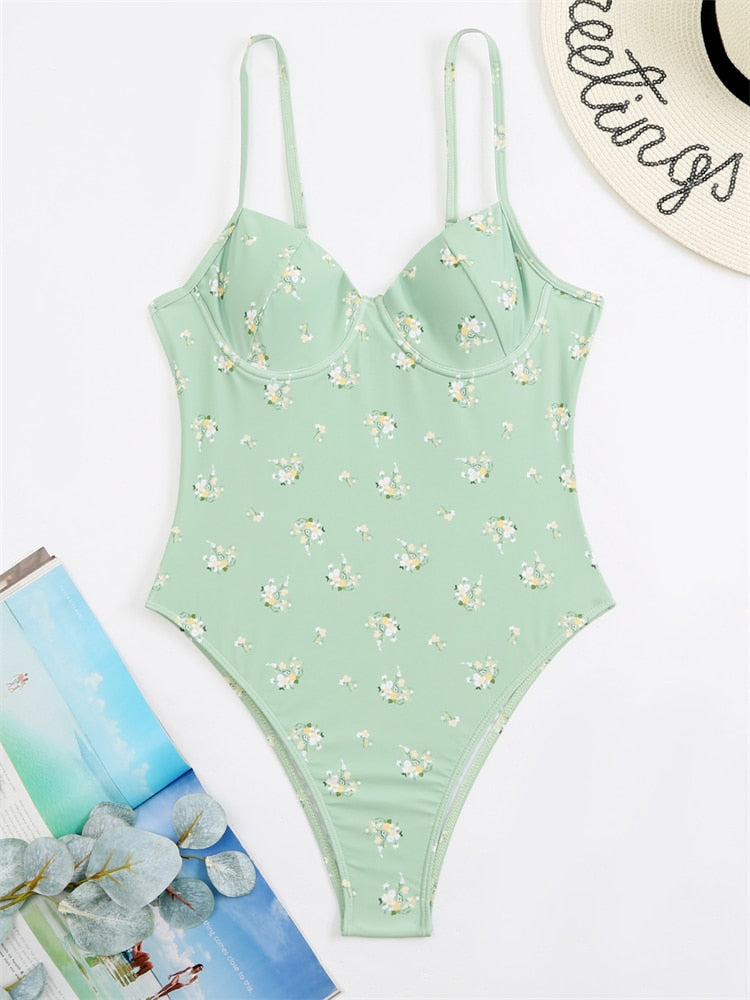 Absolute Sweetheart Bustier Swimsuit  Sunset and Swim Green S 