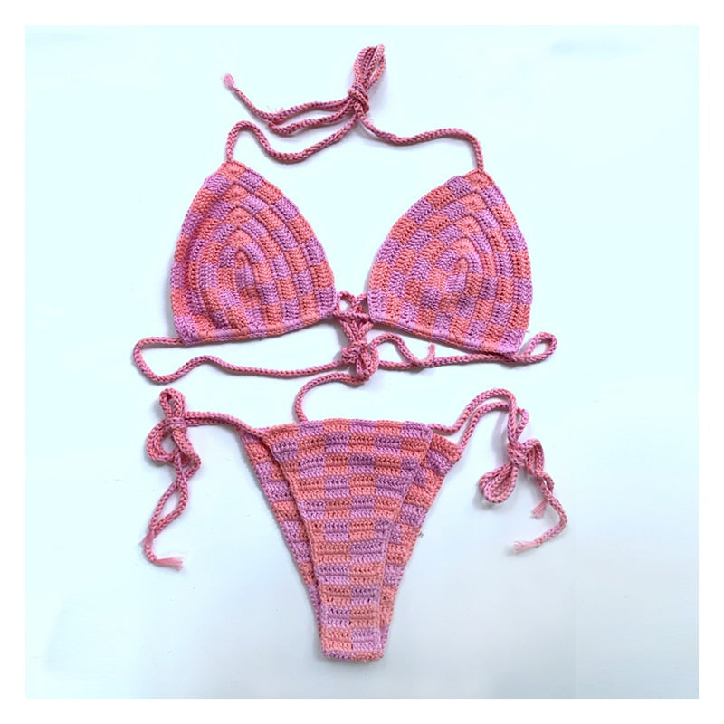 Purple and Pink Paradise Crochet Bikini Set  Sunset and Swim Purple/Pink S 