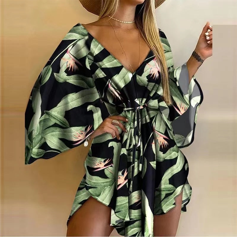 Floral Flirt Swimsuit Coverup Dress  Sunset and Swim Green S 