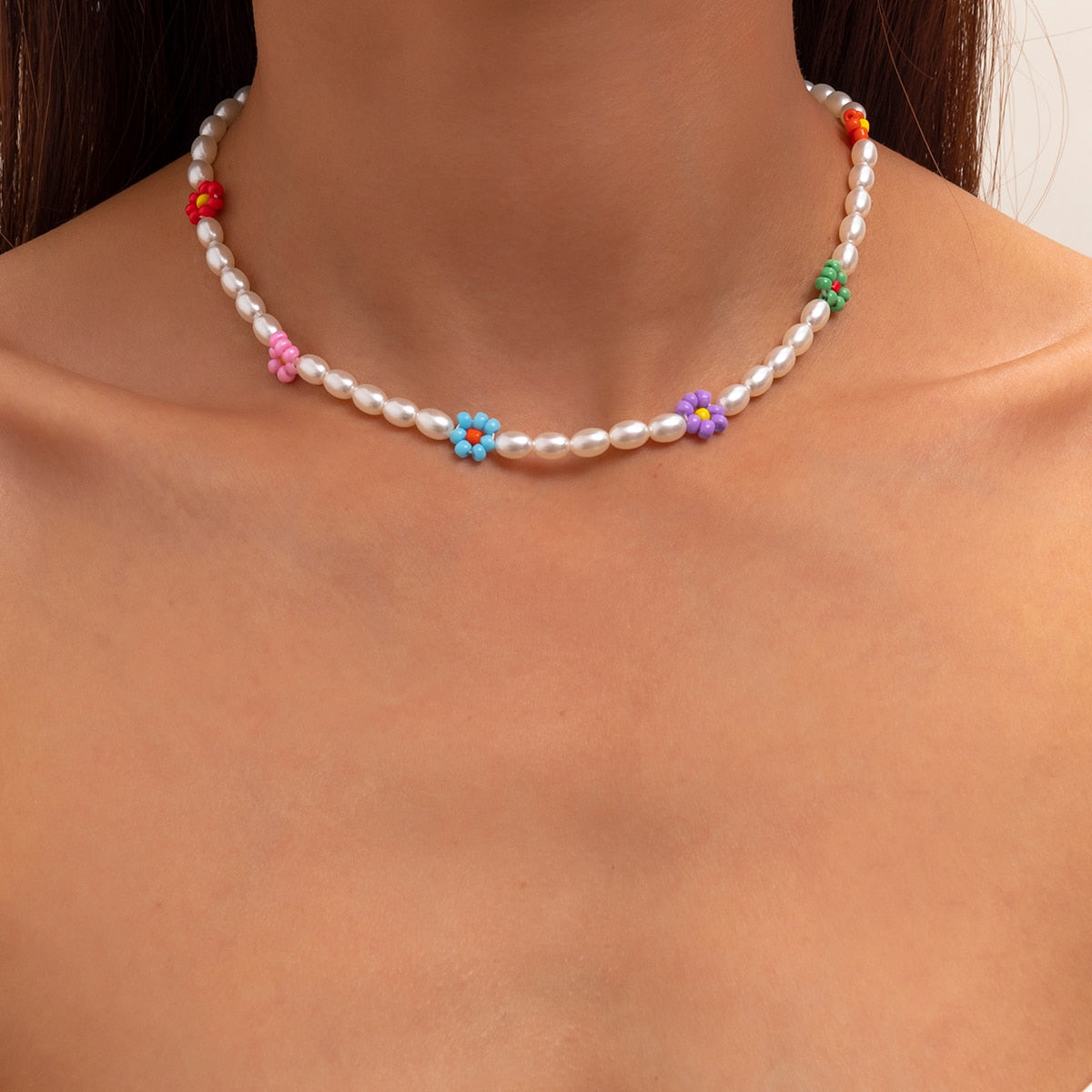 Trendy Flower Passion Beads Choker Necklace  Sunset and Swim C04226  