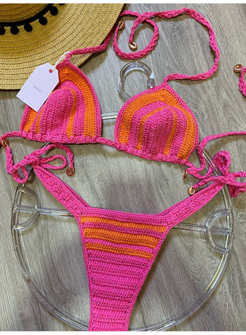 Pink Handmade Crochet Bikini  Sunset and Swim   
