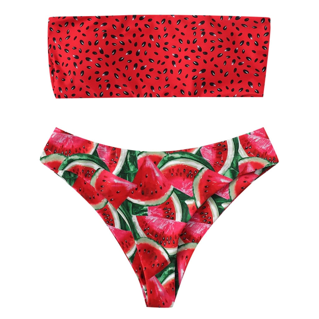 Watermelon Summer Crush Bandeau Bikini  Sunset and Swim   