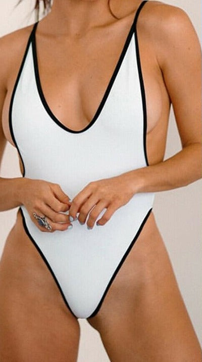 Malibu Sexy High Cut Micro Thong Swimsuit  Sunset and Swim White S 