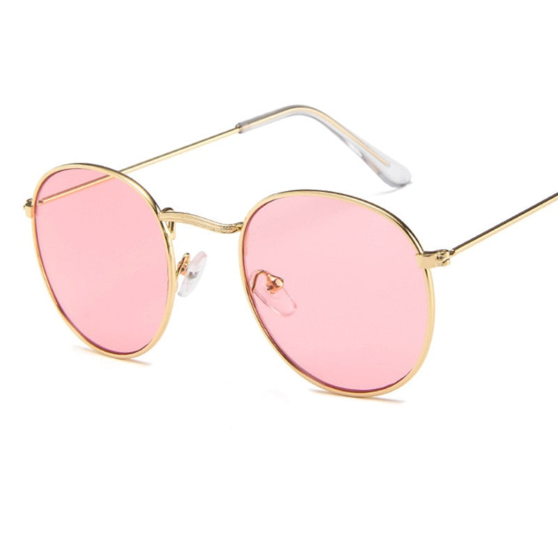 I Miss You Round Frame Colored Sunglasses  Sunset and Swim Pink  