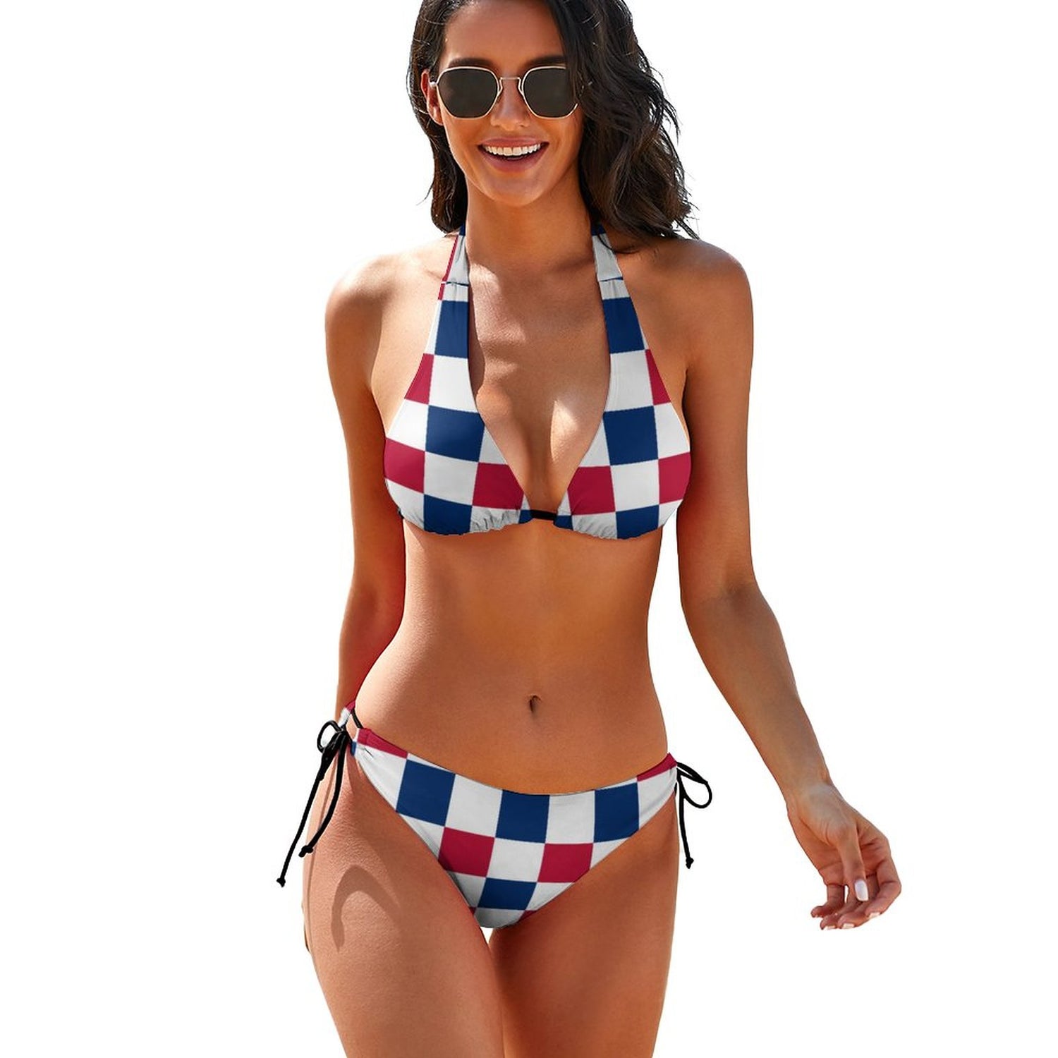 Magical Starry Stripes USA Flag Print Halter Bikini  Sunset and Swim style-10 XS 