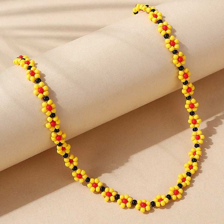 Trendy Flower Passion Beads Choker Necklace  Sunset and Swim C90362-K2  
