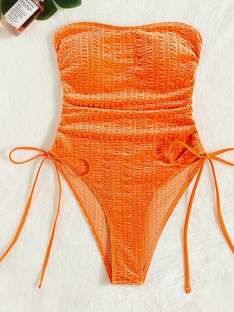 Orange Dream Bandeau Swimsuit  Sunset and Swim   