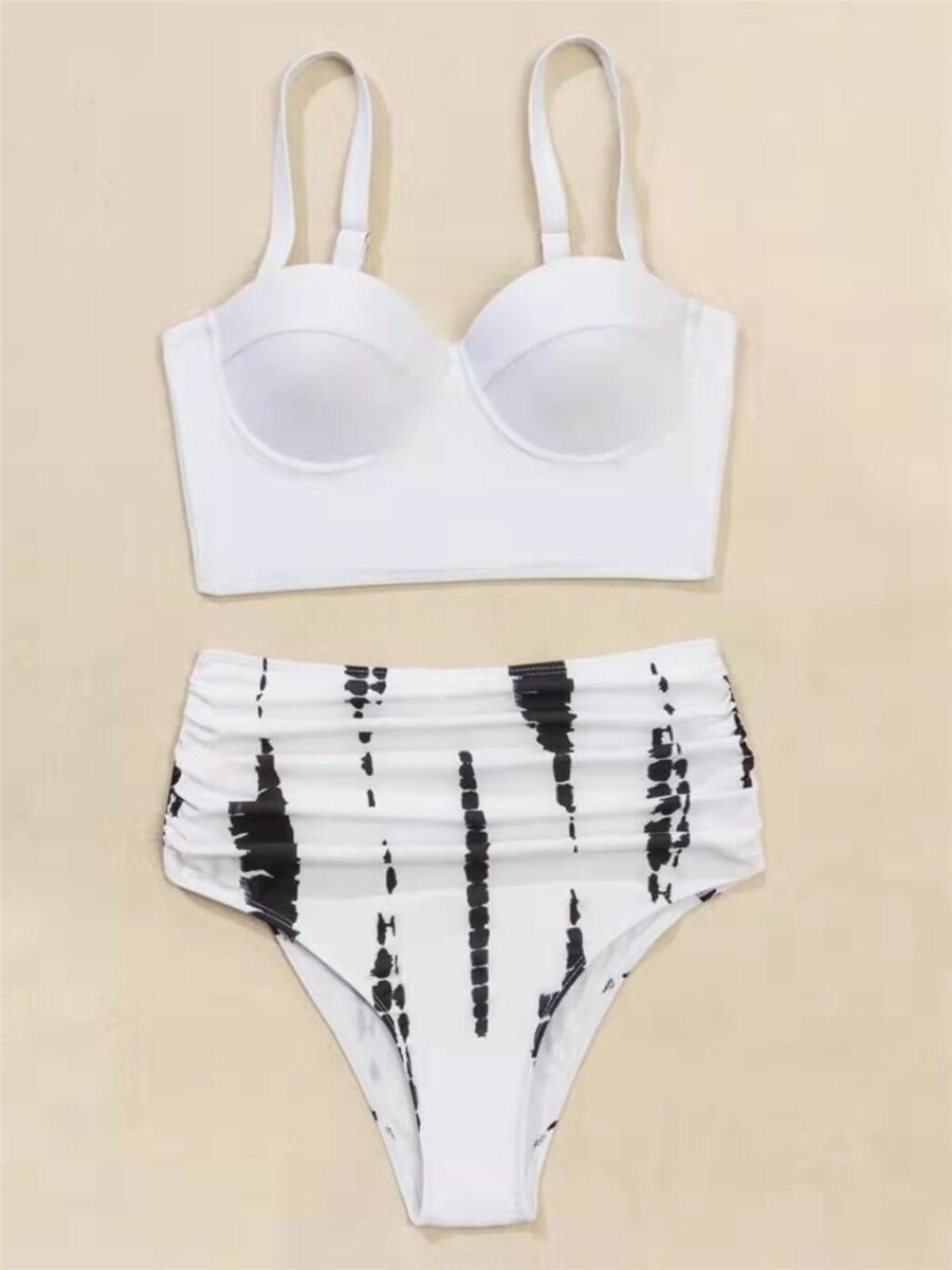 Stunning Butterfly Push Up High Waist Slimming Swimwear Separates Bikini  Sunset and Swim s1White S 