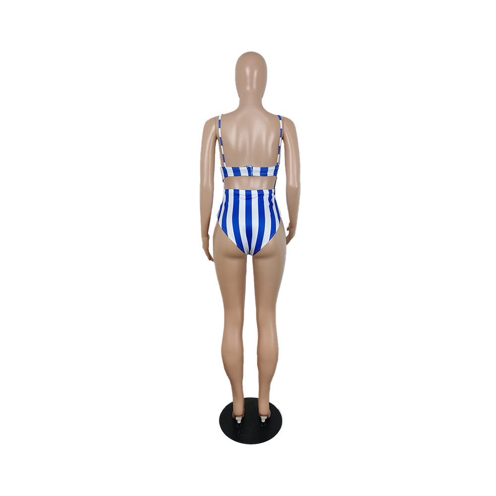Striped Sensation Cut Out One Piece Bathing Suit  Sunset and Swim   