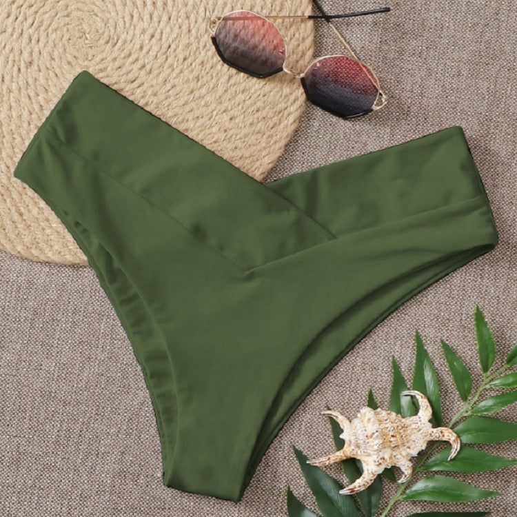 Sunset and Swim S-XL High Waist Women Bikini Bottom Bikini Separates  Sunset and Swim 04 Grass Green S 