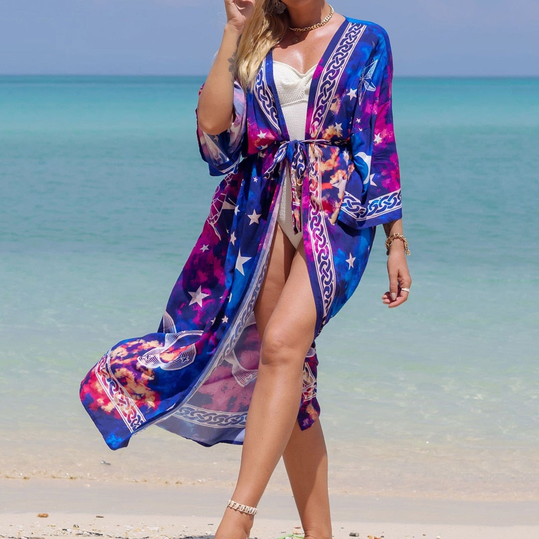 Beach Sarong Wrap Dress, Tropical Kimono, Resort Wear for Her, Beach Tunic,  Sarong Beachwear, Bikini Cover Up -  Canada