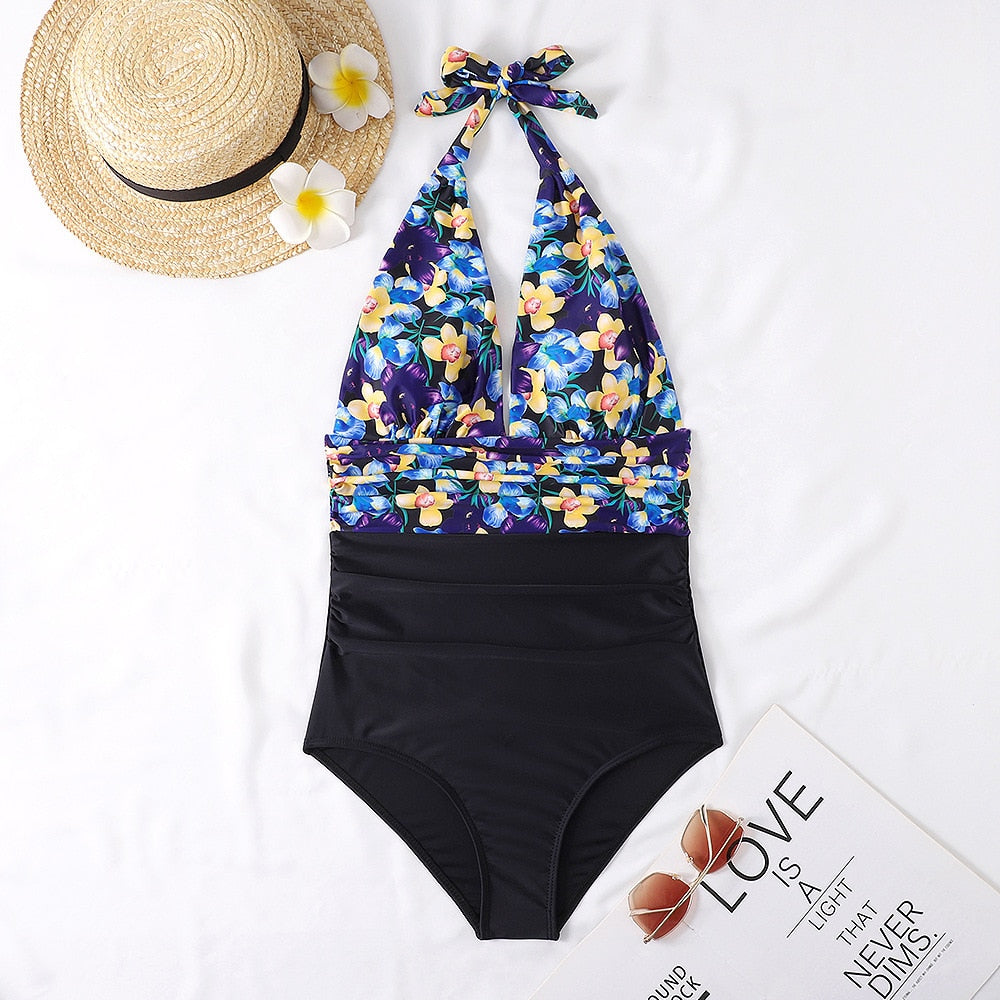 Sophia Fuller Bust DD+  One Piece Swimsuit  Sunset and Swim Blue S 