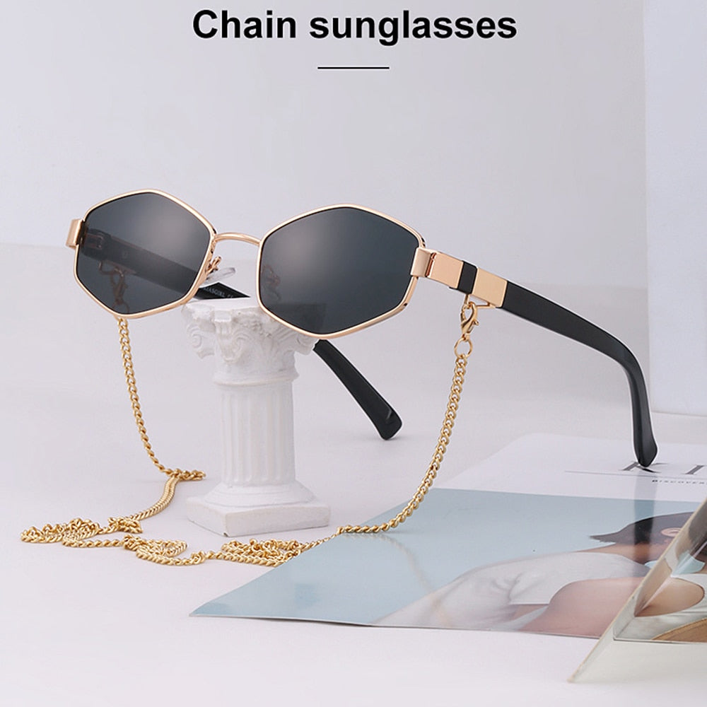Sunshine Goddess Punk Sunglasses with Chain  Sunset and Swim   