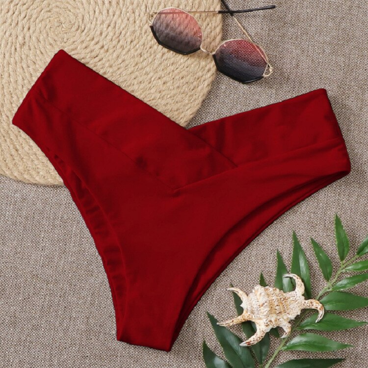Sunset and Swim S-XL High Waist Women Bikini Bottom Bikini Separates  Sunset and Swim 04 Red S 