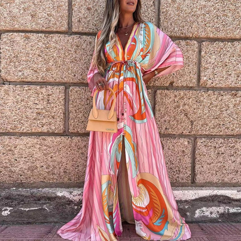 Marbella Plus Size Swimsuit Cover Up Beach Dress  Sunset and Swim Pink S 
