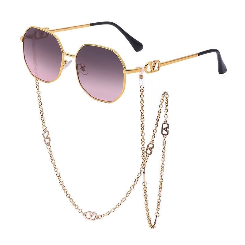 Sunshine Goddess Punk Sunglasses with Chain  Sunset and Swim D2 chain sunglasses  