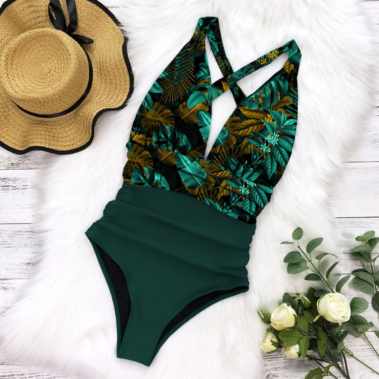 Floral Deep V Slimming Design DD+ Swimsuit  Sunset and Swim   