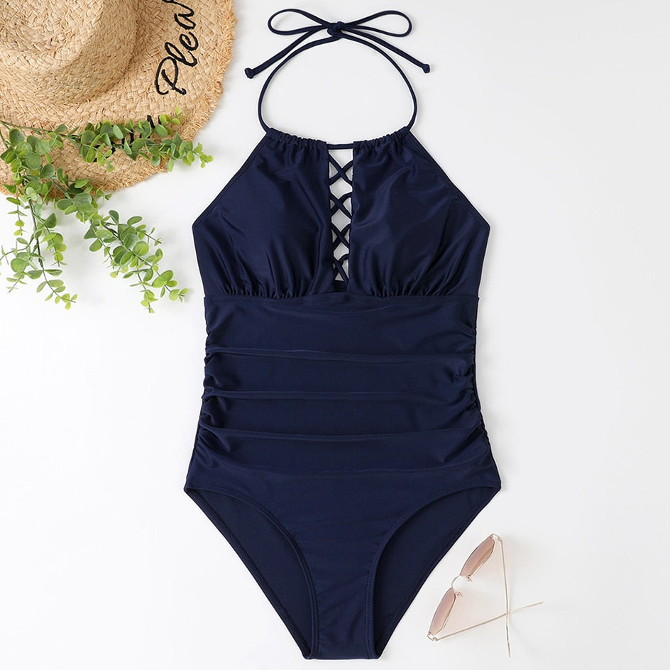 Gorgeous DD+ Halter One Piece Swimsuit  Sunset and Swim   