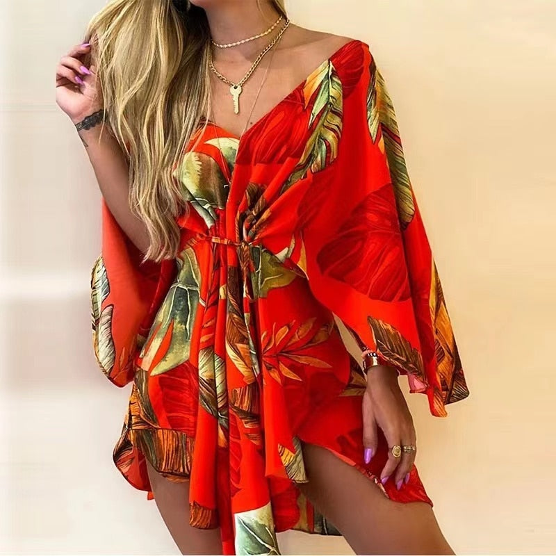 Floral Flirt Swimsuit Coverup Dress  Sunset and Swim Red S 