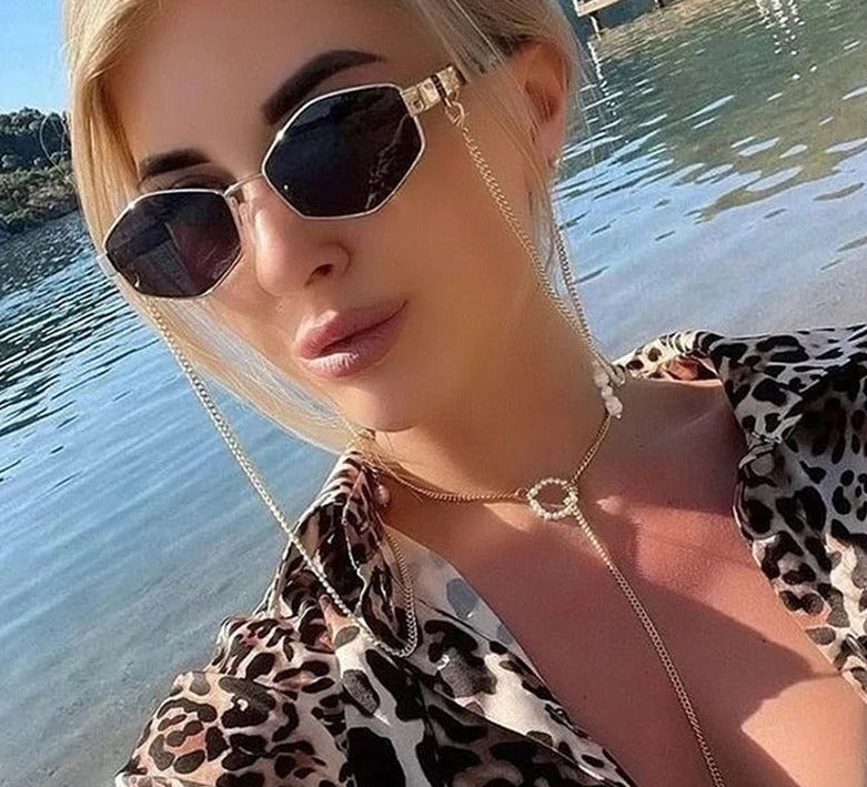 Sunshine Goddess Punk Sunglasses with Chain  Sunset and Swim   