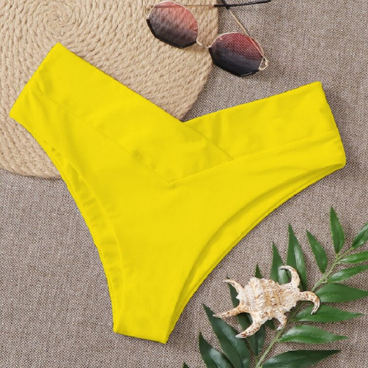 Sunset and Swim S-XL High Waist Women Bikini Bottom Bikini Separates  Sunset and Swim 04 Yellow S 
