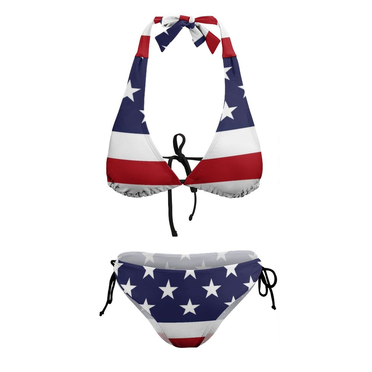 Magical Starry Stripes USA Flag Print Halter Bikini  Sunset and Swim   