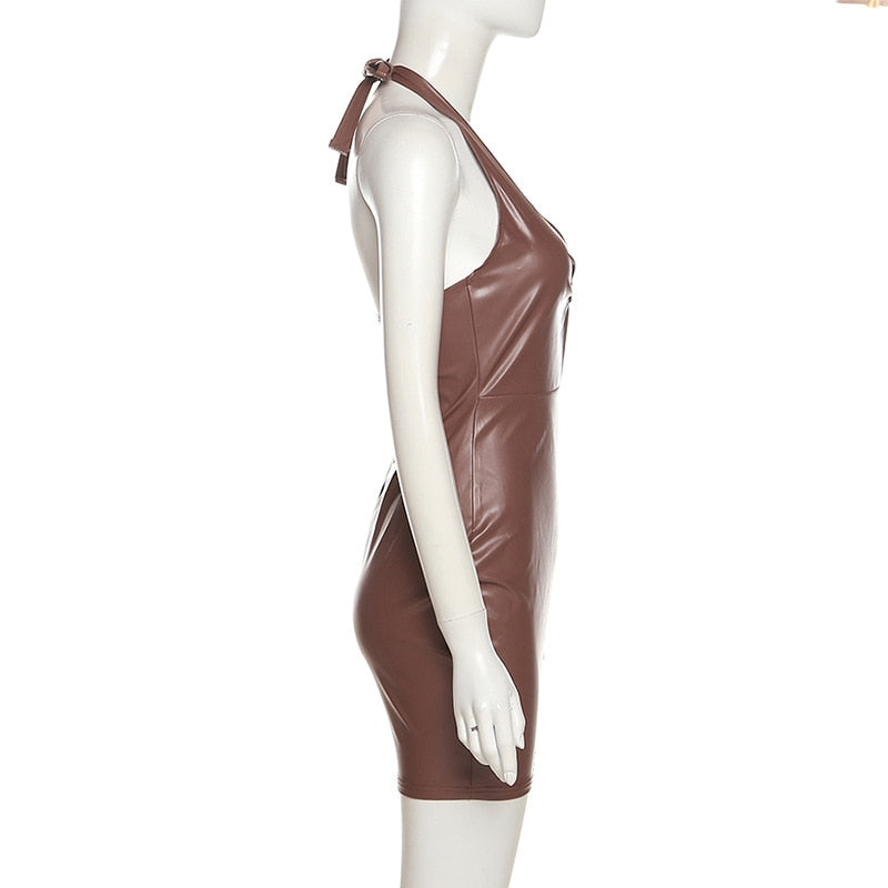 Leather Goddess Sexy Bodycon Cut-Out Dress  Sunset and Swim   