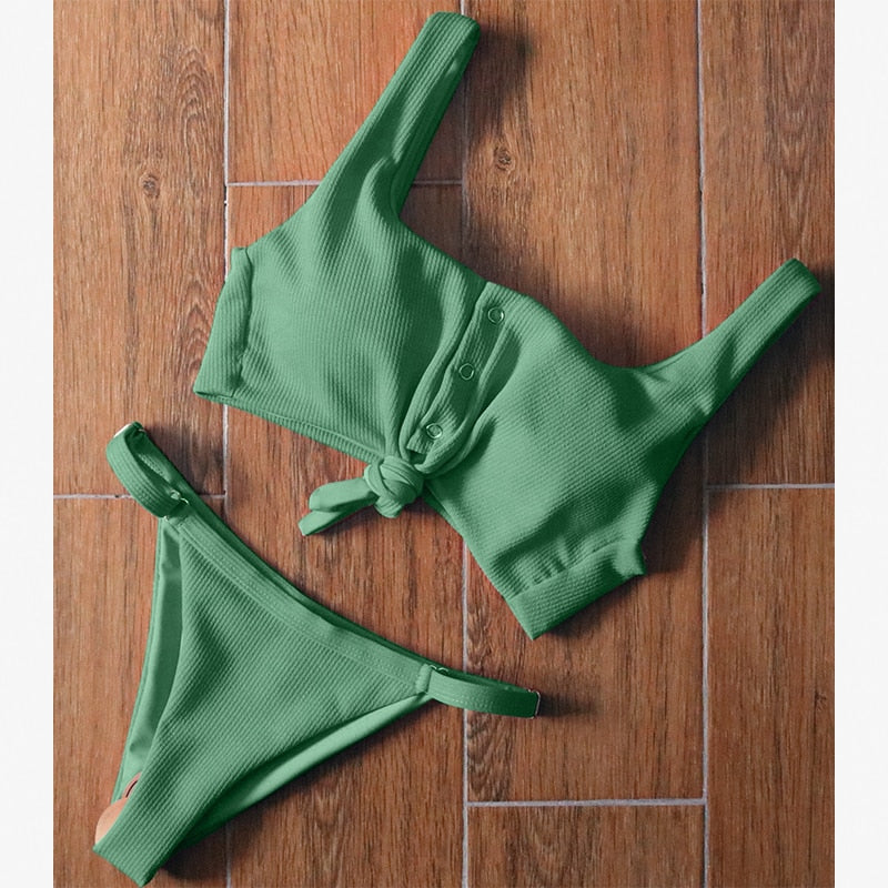 New Brazilian Bandage Push Up Padded Bikini  Sunset and Swim Green S 