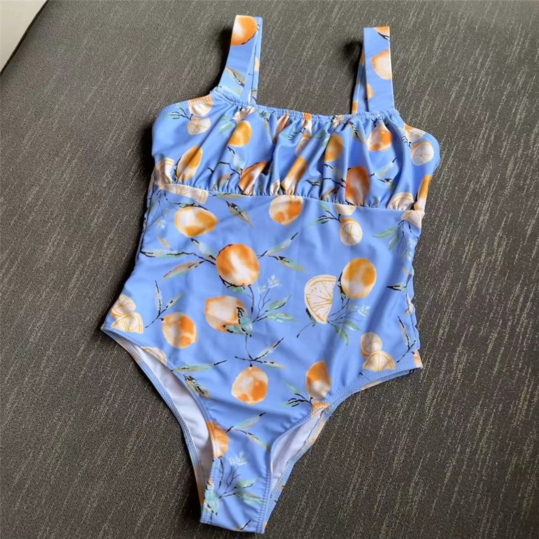 Orange Delight Wrinkled One Piece Swimsuit Bathing Suit  Sunset and Swim Blue S 