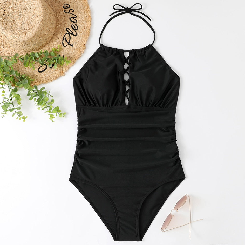 Gorgeous DD+ Halter One Piece Swimsuit  Sunset and Swim   
