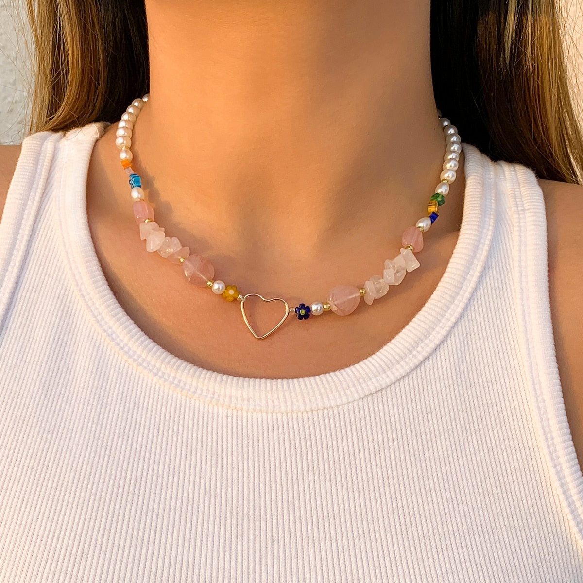 Trendy Flower Passion Beads Choker Necklace  Sunset and Swim C04975  