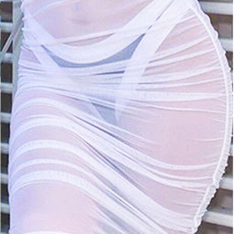 Tidal Wave See Through Cover Up Pencil Skirt  Sunset and Swim White S 