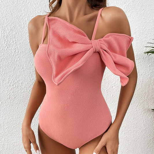 Pink Big Bow Chic One Piece Swimsuit  Sunset and Swim   