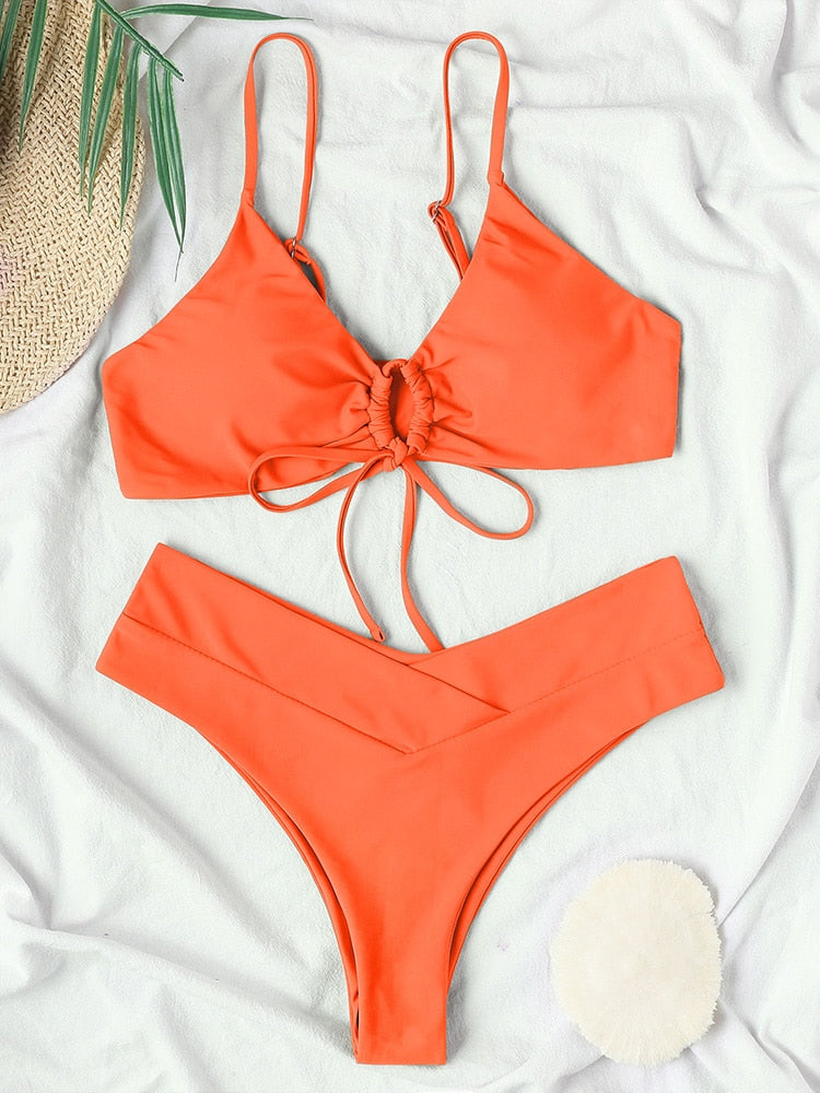 Olivia Middle Strap Two Piece Bikini  Sunset and Swim S1296OR S 