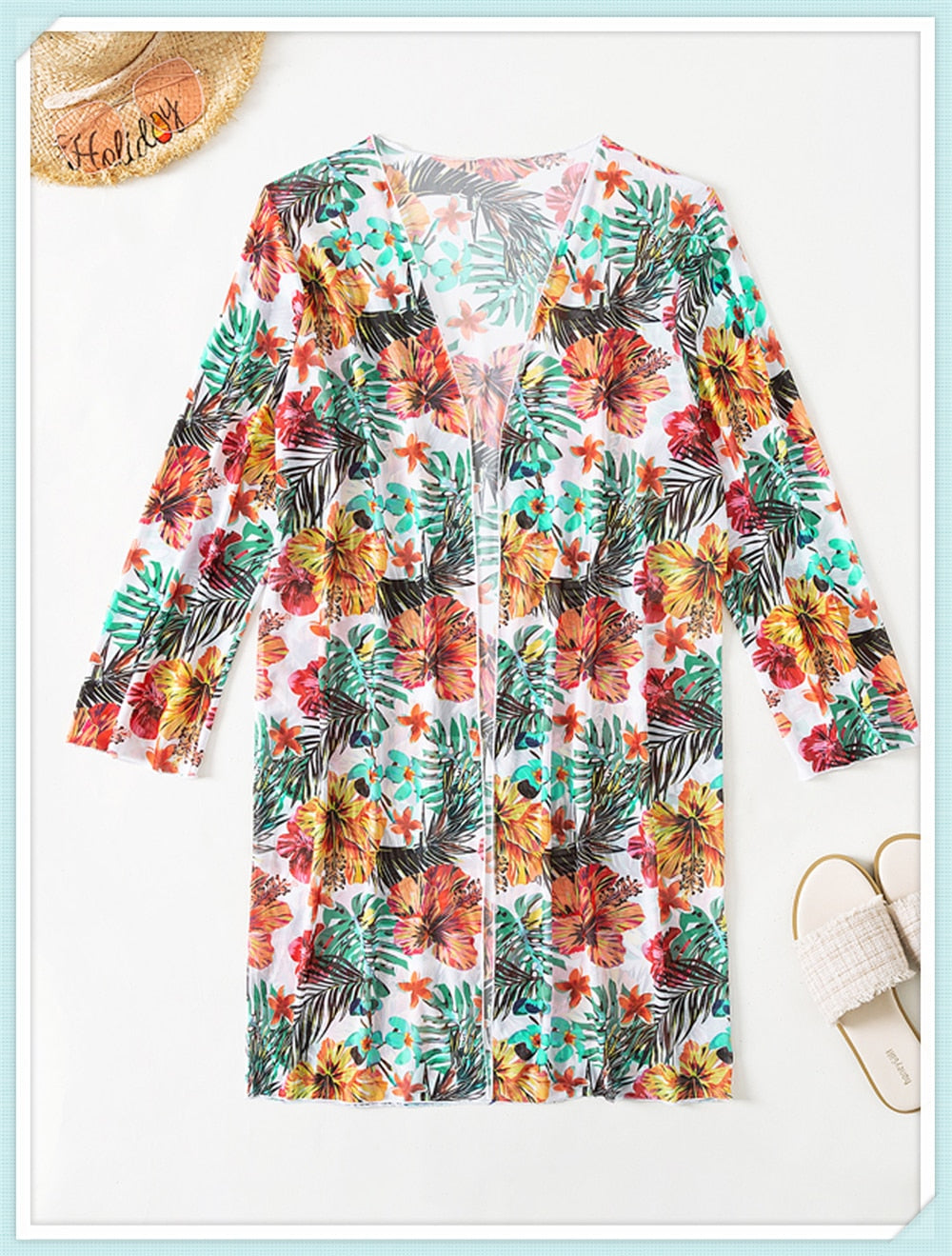 Floral Print Modest Knot Front Bikini including Cover Up Shirt  Sunset and Swim   