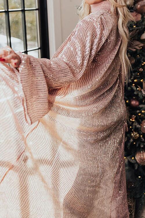 Sequin Open Front Long Sleeve Cardigan  Sunset and Swim   