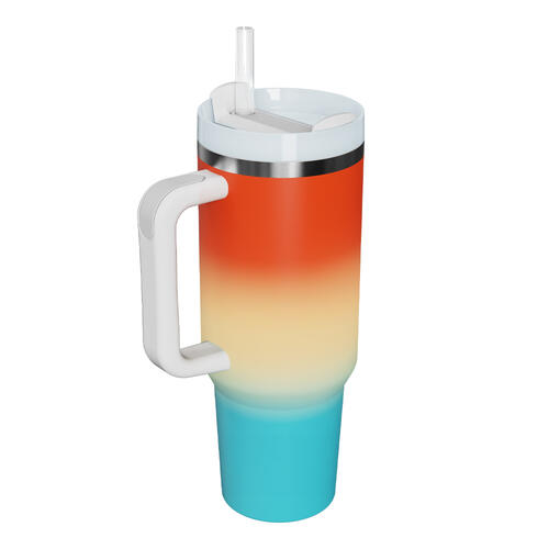 Gradient Multicolor Stainless Steel Tumbler Sunset and Swim Orange One Size 