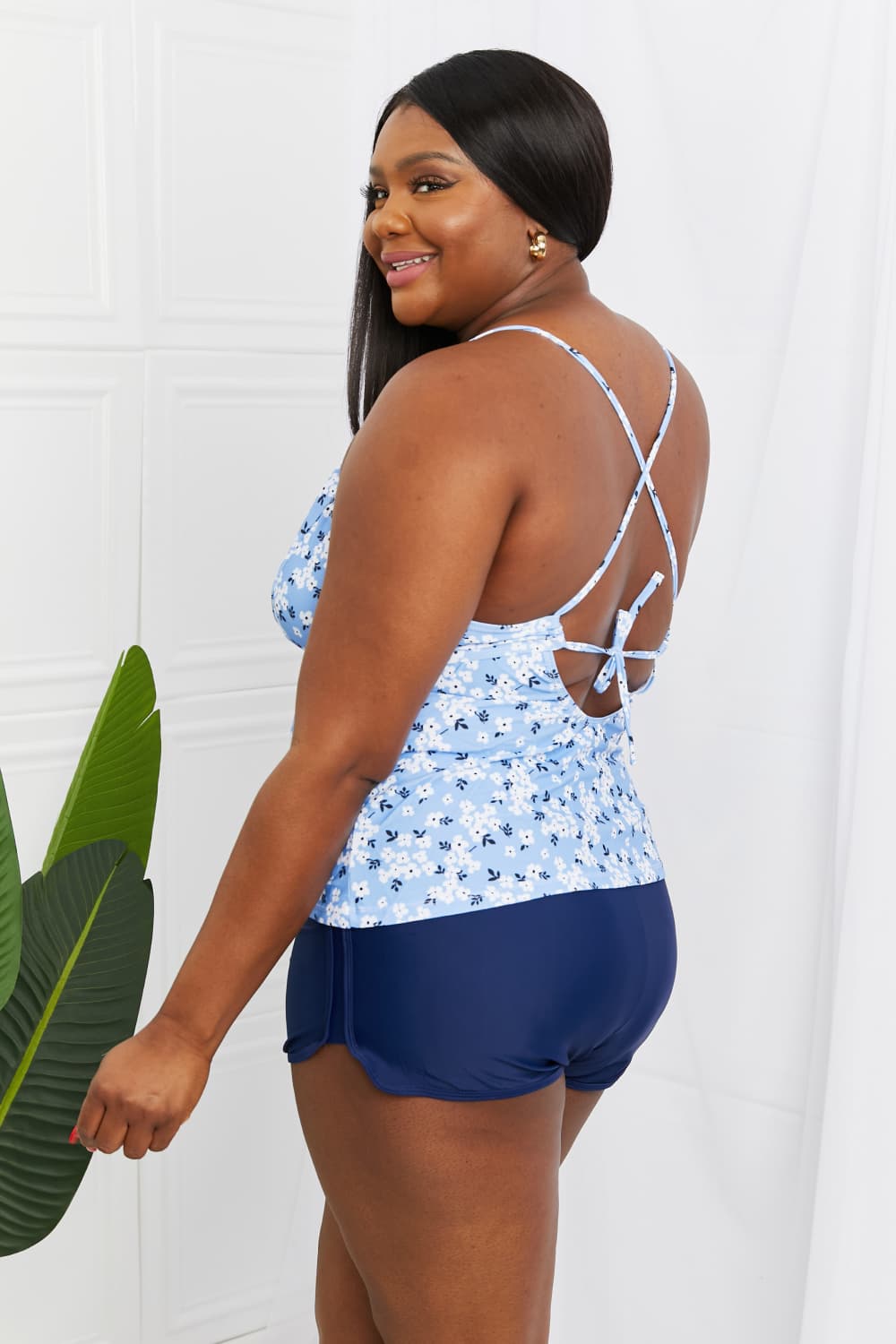 Marina West Swim By The Shore Plus Size Two-Piece Swimsuit in Blossom Navy Sunset and Swim   