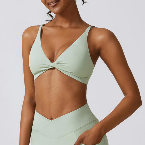 Spaghetti Strap Sport Bra Sunset and Swim Light Green S 