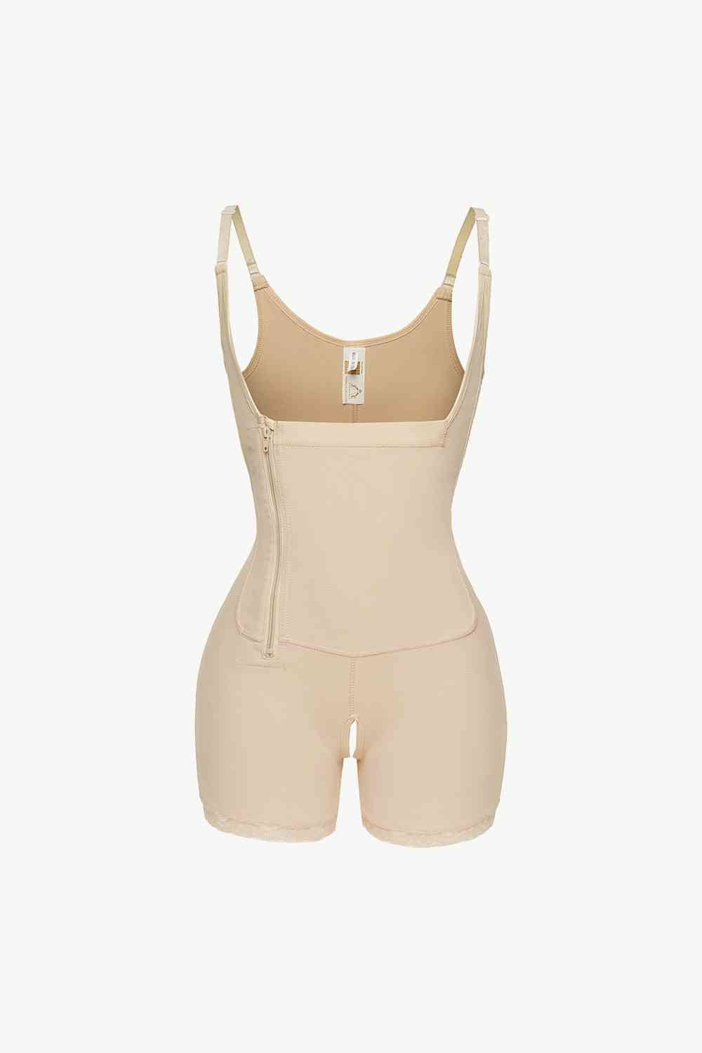 Full Size Side Zipper Under-Bust Shaping Bodysuit  Sunset and Swim Apricot S 