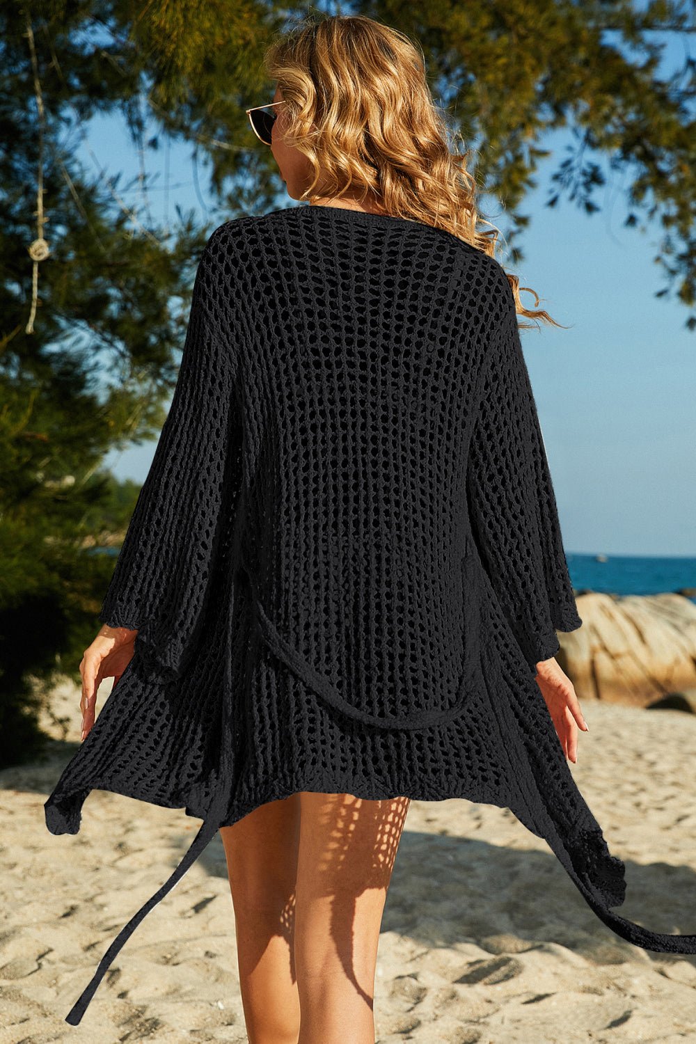 Angelica Tie-Waist Openwork Crochet Bikini Beach Cover Up  Sunset and Swim   