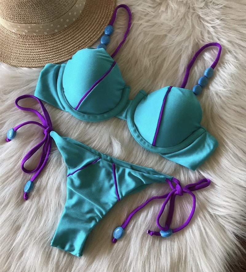 Angelique New Summer Pendant Micro Bikini Set  Sunset and Swim Blue S 