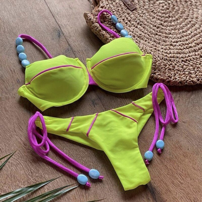 Angelique New Summer Pendant Micro Bikini Set  Sunset and Swim Green S 