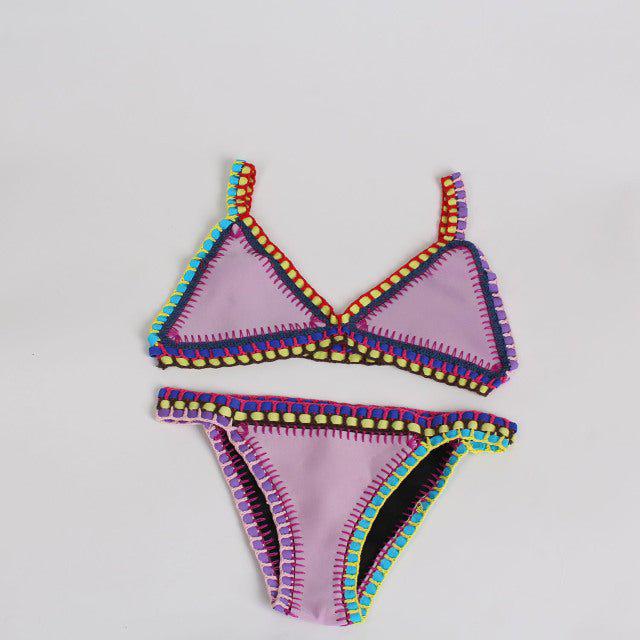Aria Crochet Neoprene Bikini  Sunset and Swim Purple S 