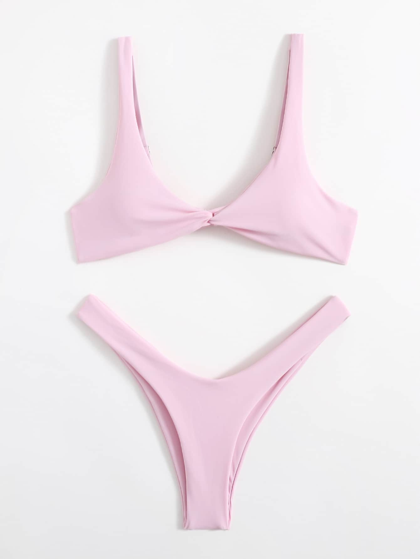 Aria Solid Sexy Bikini  Sunset and Swim Pink XS 